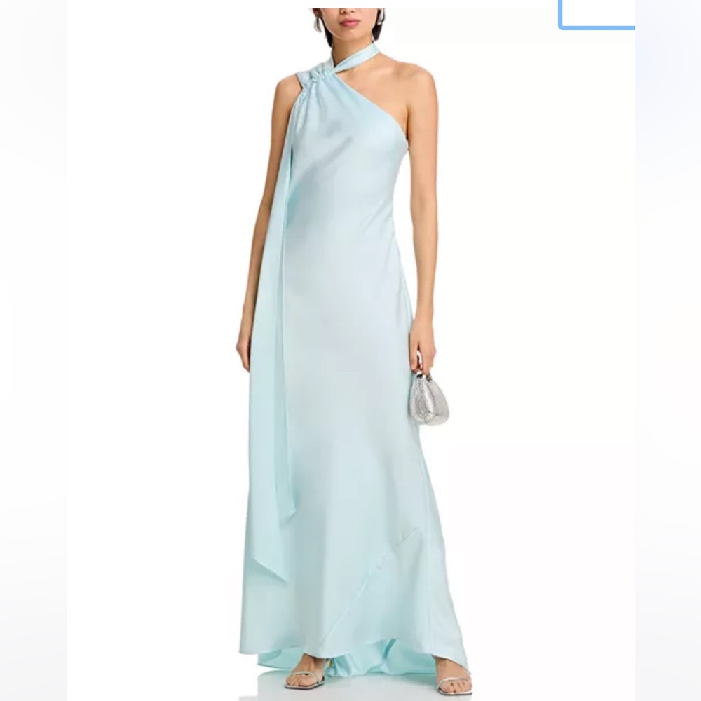 NWT Aqua by Bloomingdale’s Elegant Light Blue One-Shoulder Dress